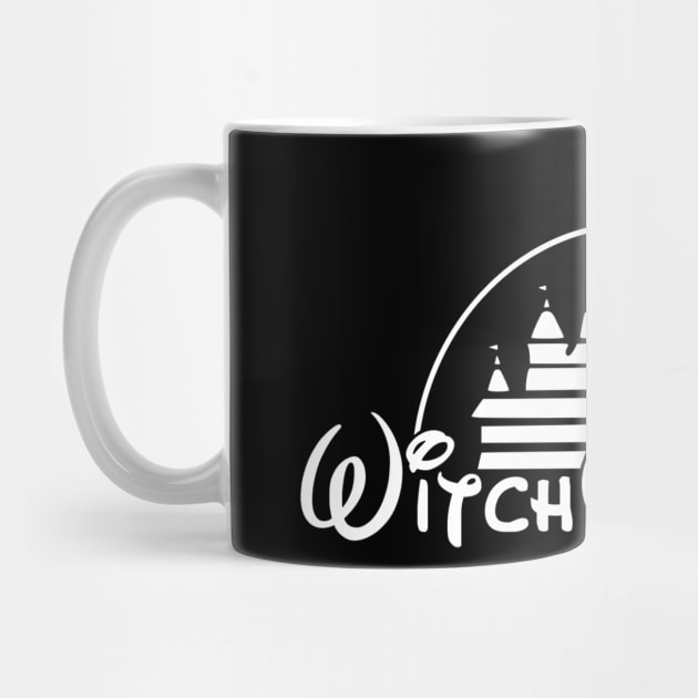 Witchcraft - Classic Cartoon Castle Parody Logo (White on Black) by Occult Designs